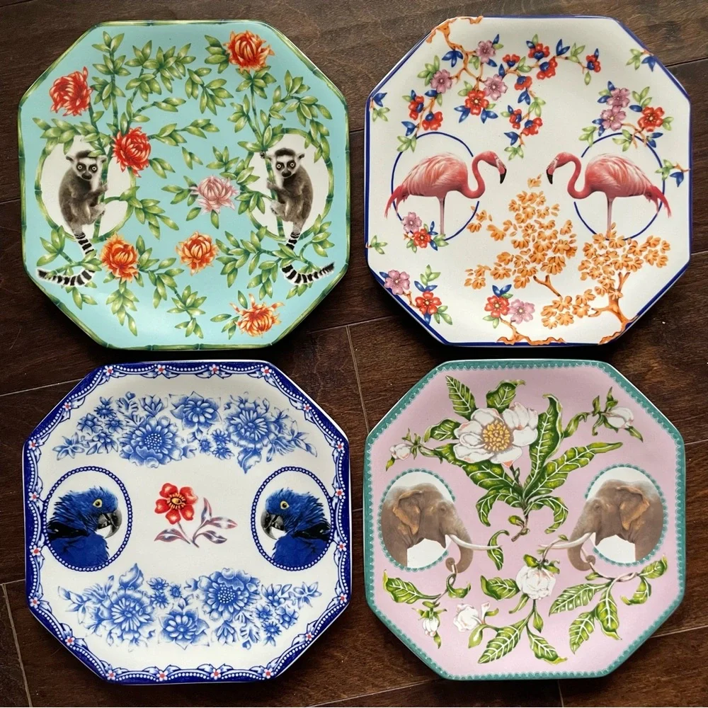 Vintage Anthropologie Lou Rota Nature Table Dessert Plate set of 4